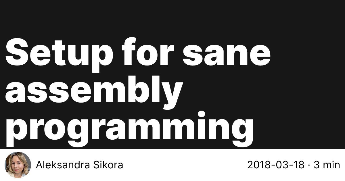 Setup for sane assembly programming